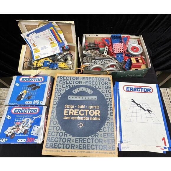 Vintage Gilbert Toys Erector Sets Huge Lot! Boxes Full! Lots Of